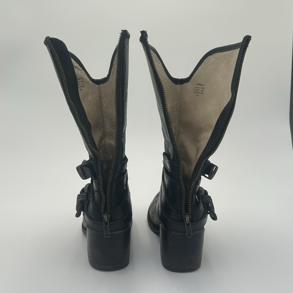 Freebird by Steven Pikes Size 8 Wrap Strap Riding Western Leather Boots Black - Picture 10 of 12